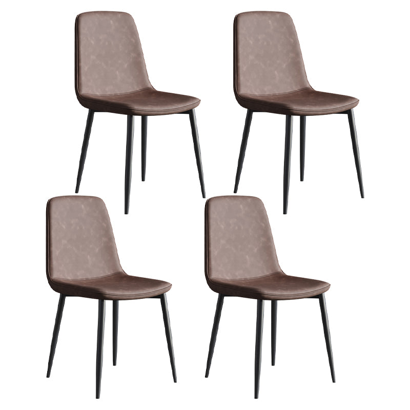Industrial Metal Dining Room Chair PU Leather Armless Chairs for Home Use (Set of 4)