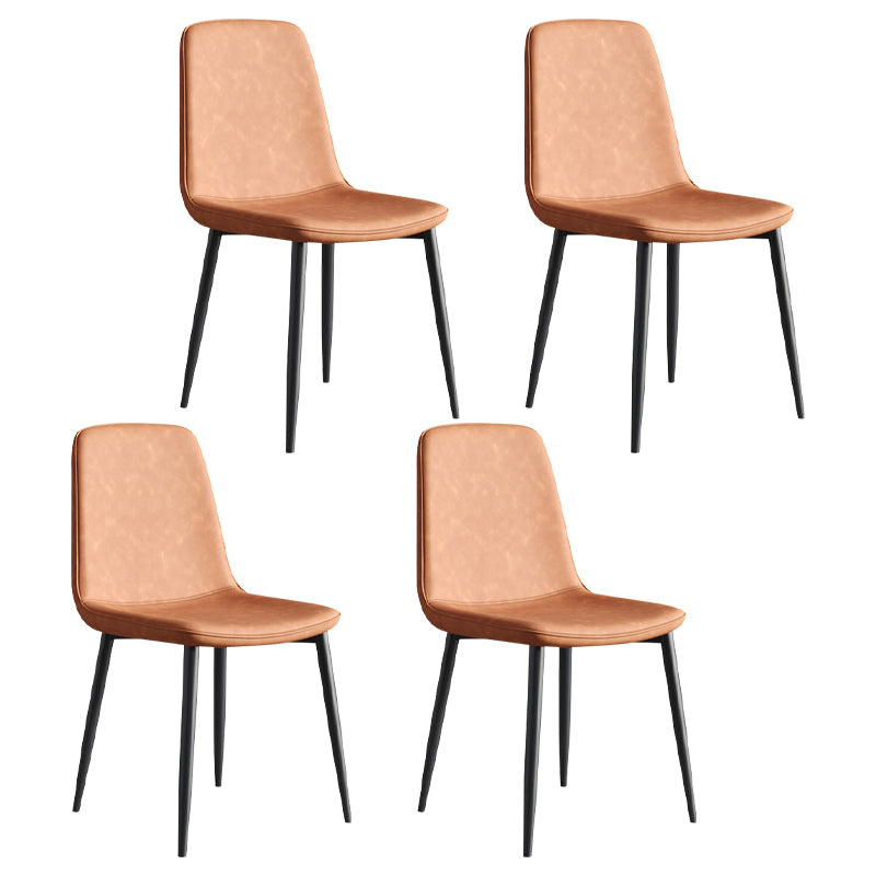 Industrial Metal Dining Room Chair PU Leather Armless Chairs for Home Use (Set of 4)