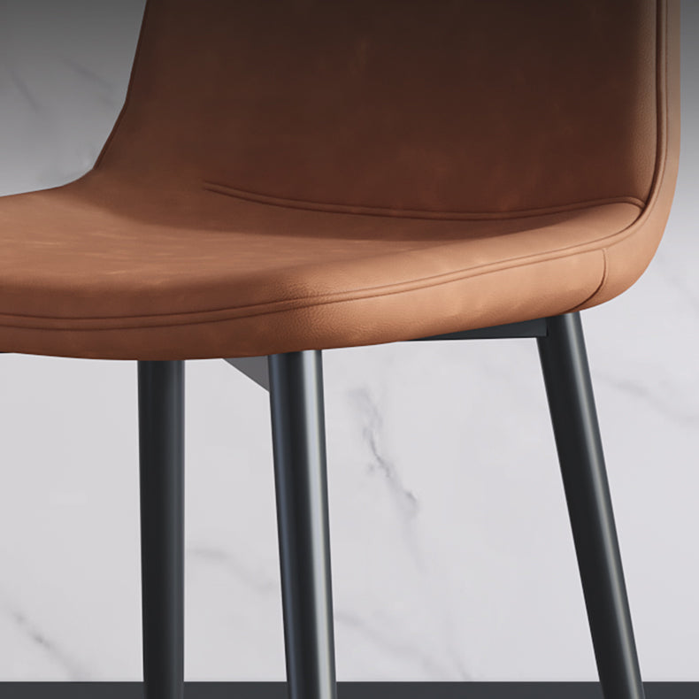 Industrial Metal Dining Room Chair PU Leather Armless Chairs for Home Use (Set of 4)