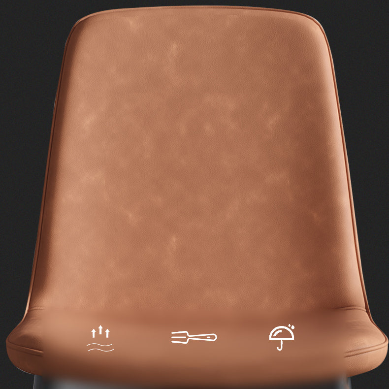 Industrial Metal Dining Room Chair PU Leather Armless Chairs for Home Use (Set of 4)