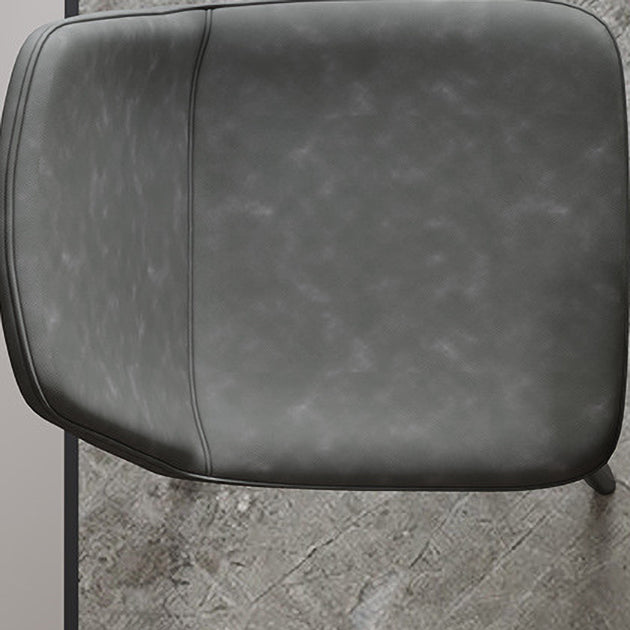 Industrial Metal Dining Room Chair PU Leather Armless Chairs for Home Use (Set of 4)