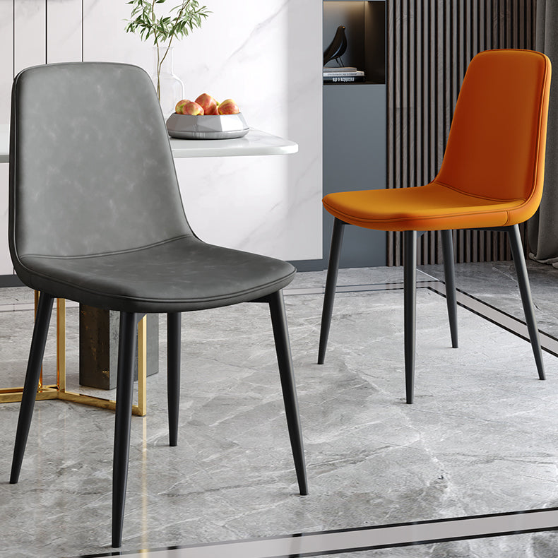 Industrial Metal Dining Room Chair PU Leather Armless Chairs for Home Use (Set of 4)