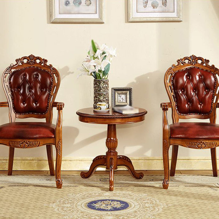 Silla de comedor tradicional de madera maciza, sillón de comedor de cuero para restaurante (juego de 2)