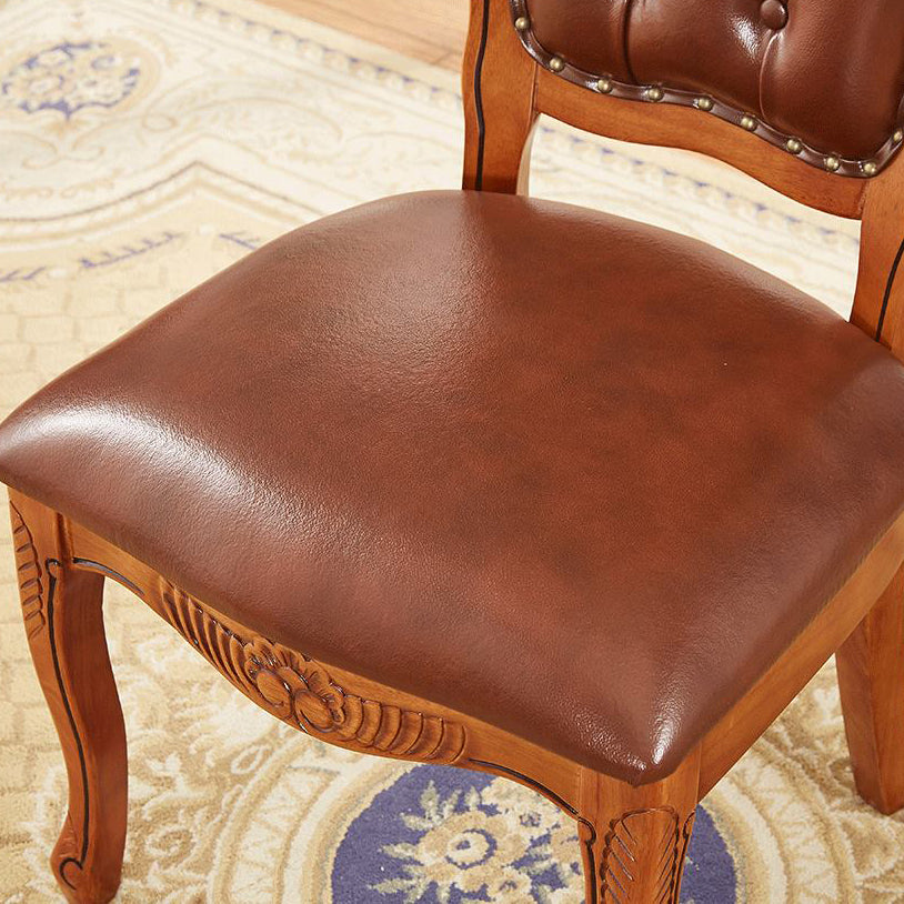Silla de comedor tradicional de madera maciza, sillón de comedor de cuero para restaurante (juego de 2)