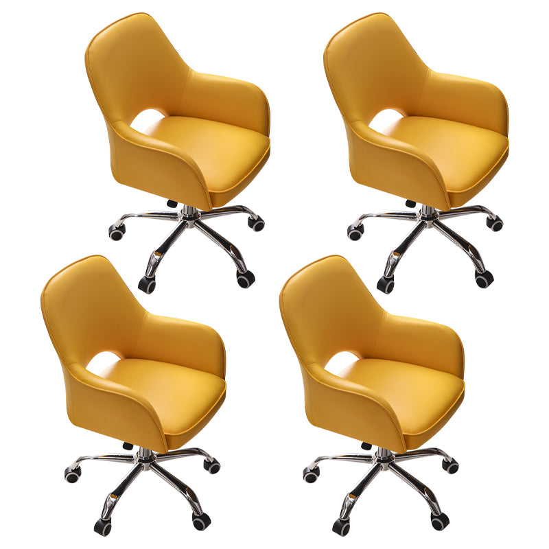 Minimalist Style Upholstered Arm Dining Chairs Open Back Dining Side Chair for Home