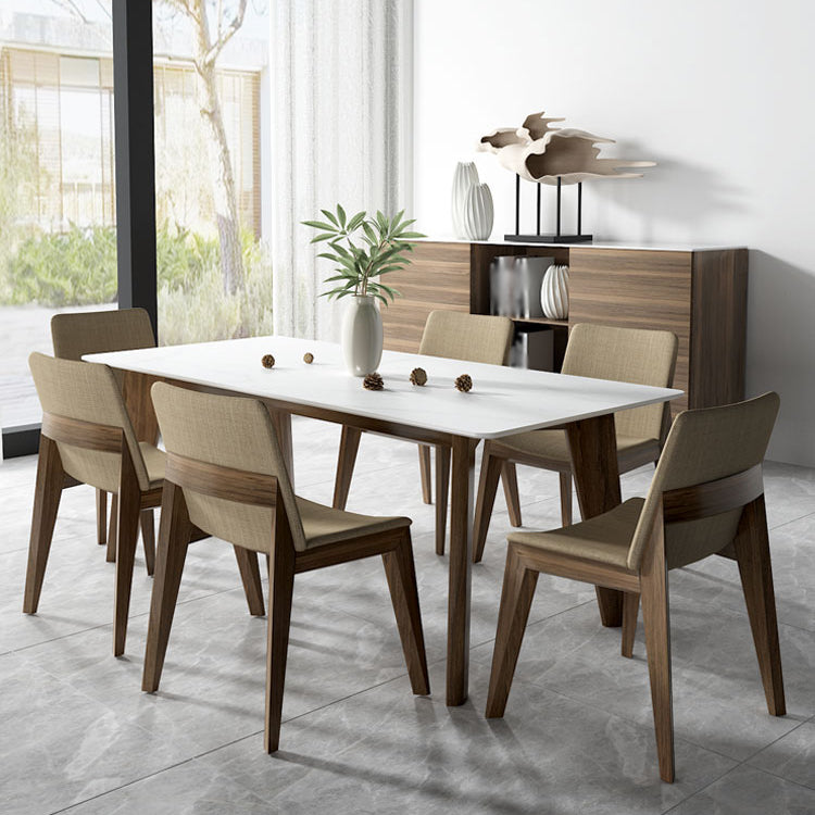 Scandinavische stijl linnen stof eetkamerstoel stoere stoelen met achterste rug (set van 4)