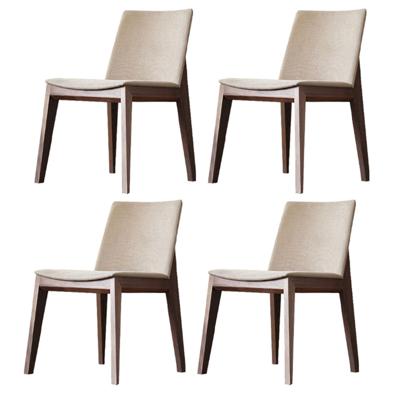Scandinavische stijl linnen stof eetkamerstoel stoere stoelen met achterste rug (set van 4)