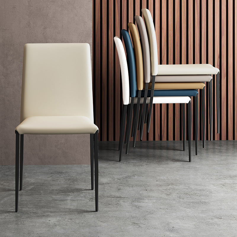 Silla de comedor de estilo moderno, sillas laterales sin brazos con patas de metal para cocina