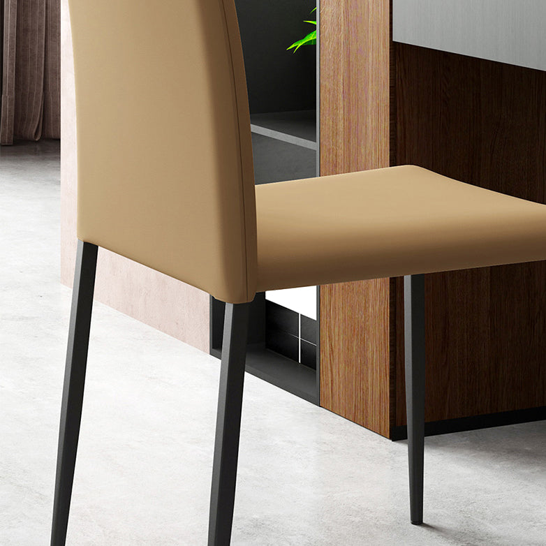 Silla de comedor de estilo moderno, sillas laterales sin brazos con patas de metal para cocina