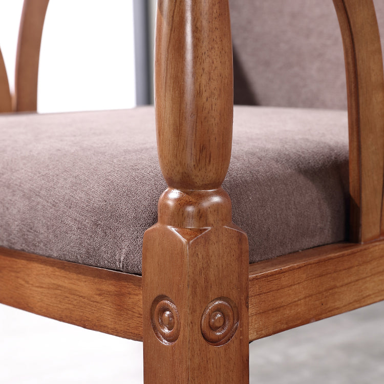 Silla de comedor tradicional de madera maciza, sillón de comedor de lino para restaurante