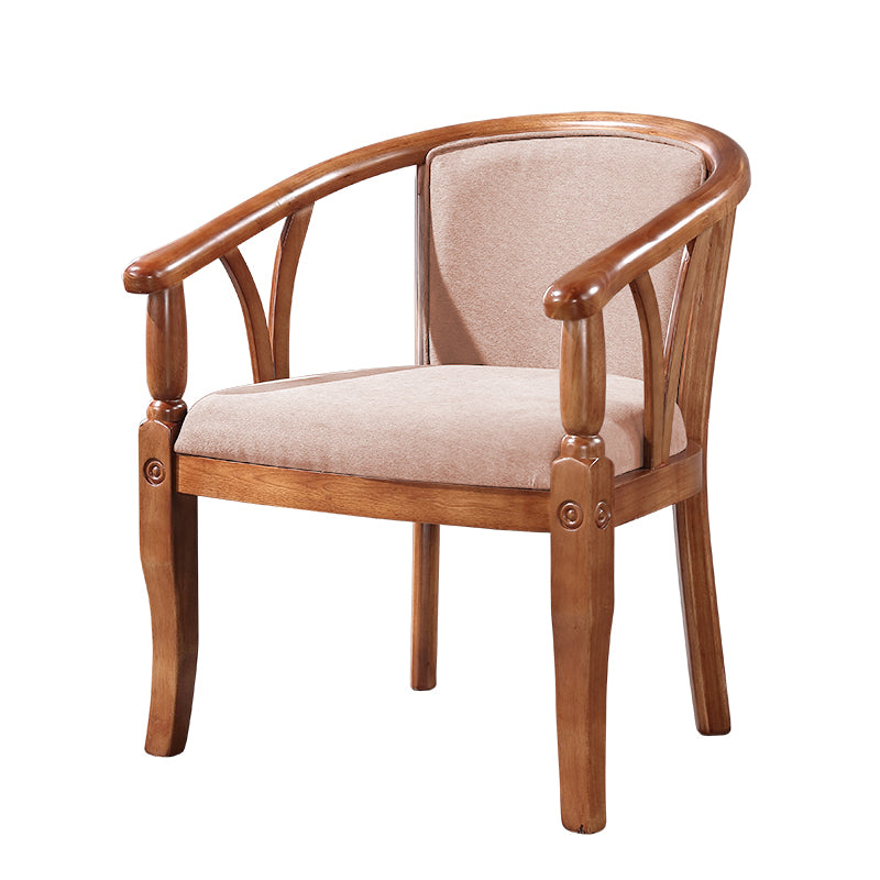 Silla de comedor tradicional de madera maciza, sillón de comedor de lino para restaurante