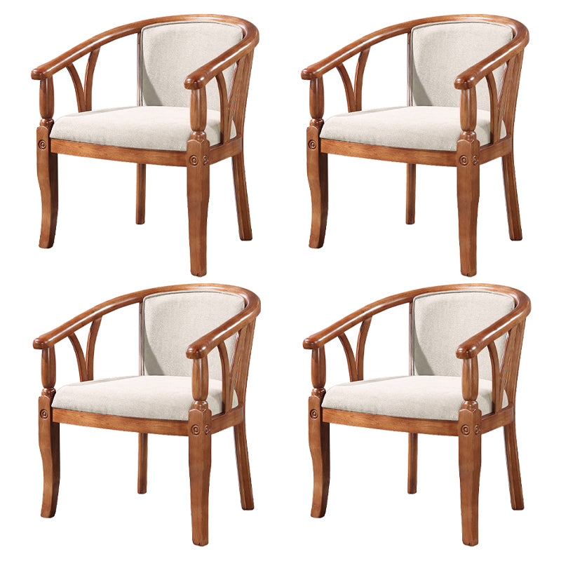 Silla de comedor tradicional de madera maciza, sillón de comedor de lino para restaurante
