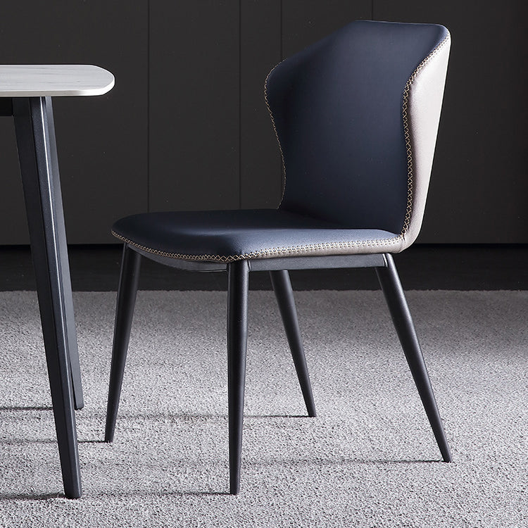 Silla industrial Wingback Parsons de cuero para comedor, sillas laterales sin brazos (juego de 4)