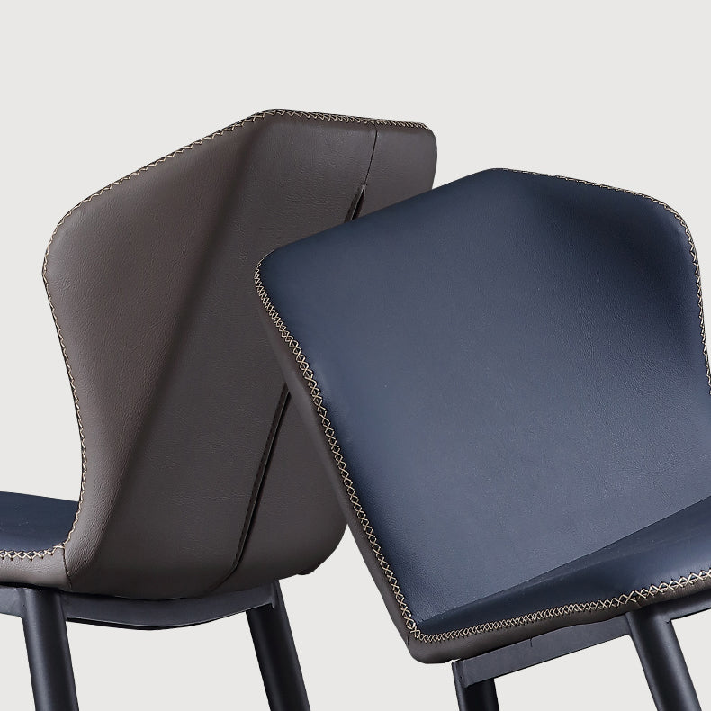 Silla industrial Wingback Parsons de cuero para comedor, sillas laterales sin brazos (juego de 4)