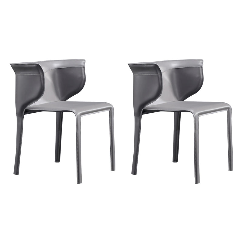 Silla de comedor estilo Wingback Home de cuero con acabado mate (juego de 2)
