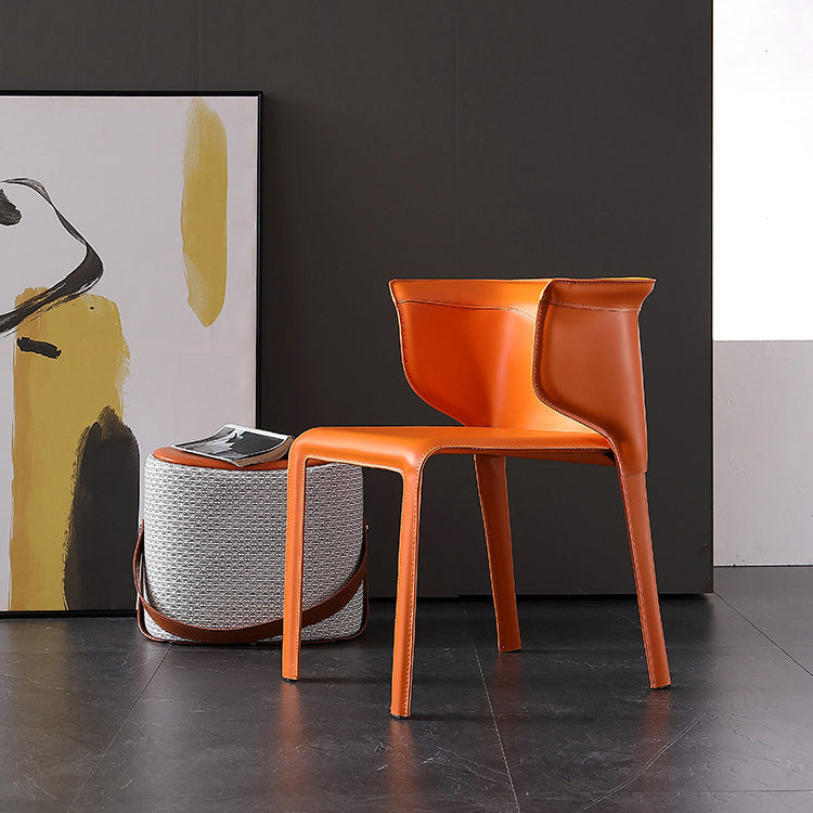 Silla de comedor estilo Wingback Home de cuero con acabado mate (juego de 2)