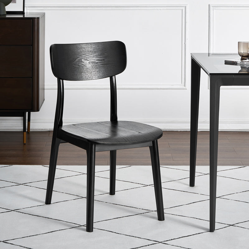 Silla de madera de roble de estilo industrial, sillas de cocina con respaldo abierto (juego de 2)