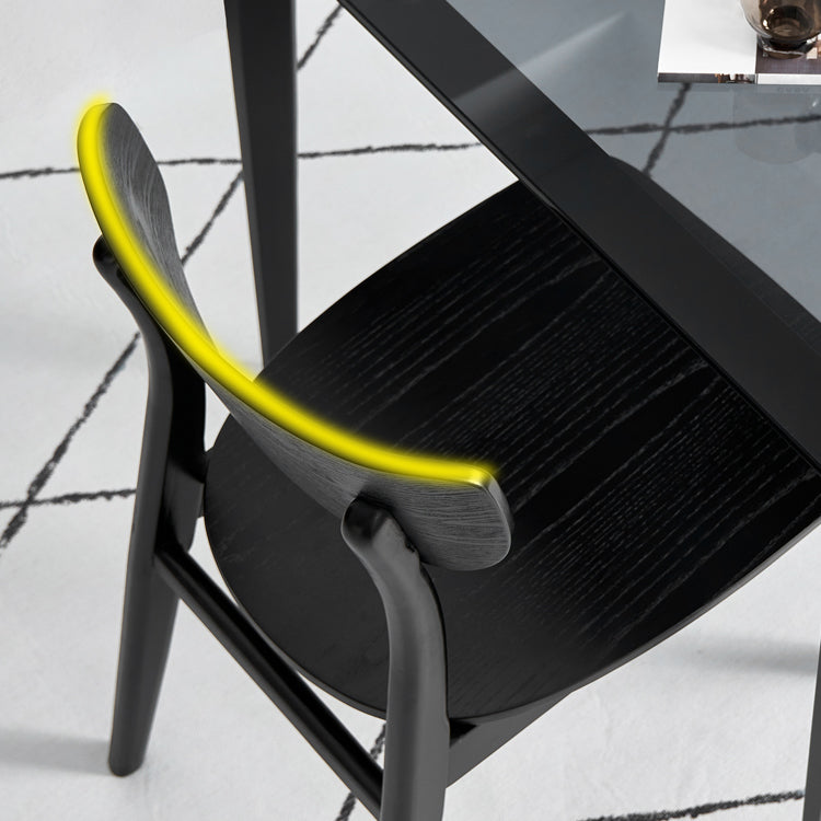 Silla de madera de roble de estilo industrial, sillas de cocina con respaldo abierto (juego de 2)