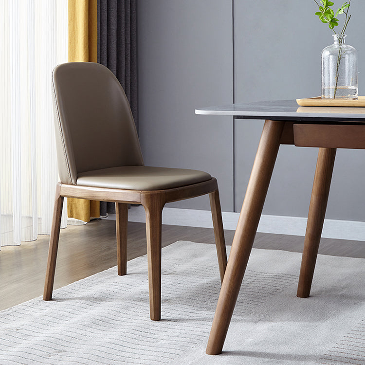 Silla auxiliar industrial de cuero para el hogar, silla de comedor Parsons con acabado mate (juego de 2)