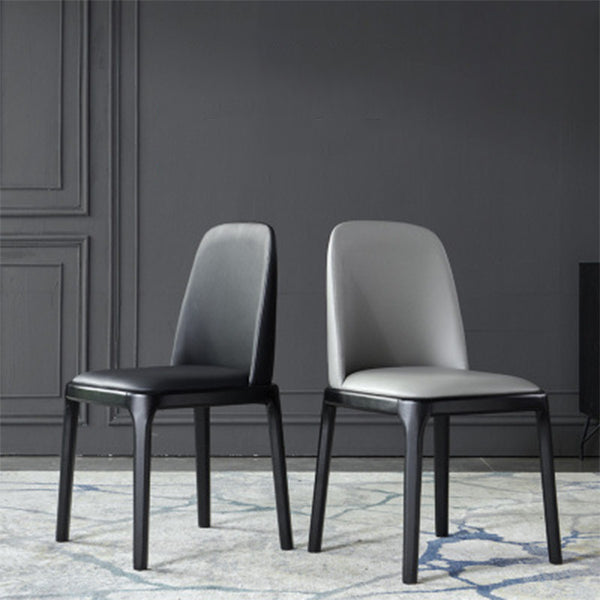 Silla auxiliar Industrial Ash Parsons de cuero con acabado mate (juego de 2)
