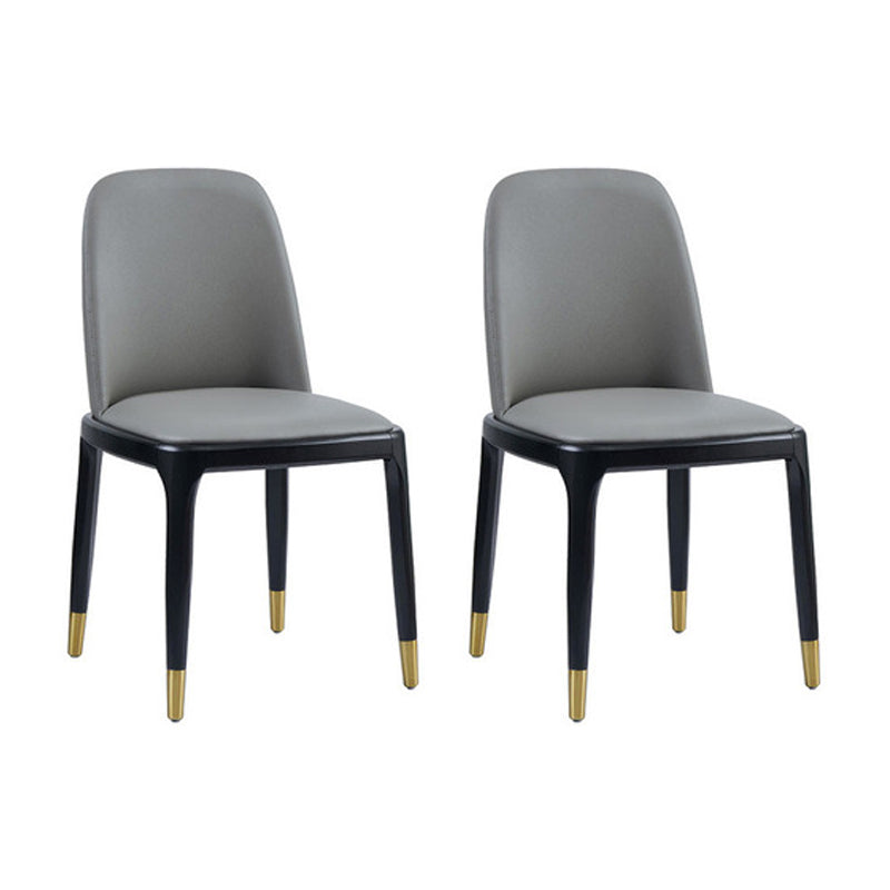 Silla auxiliar Industrial Ash Parsons de cuero con acabado mate (juego de 2)