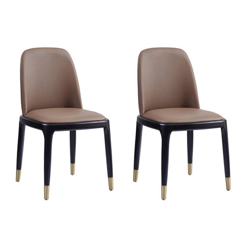 Silla auxiliar Industrial Ash Parsons de cuero con acabado mate (juego de 2)