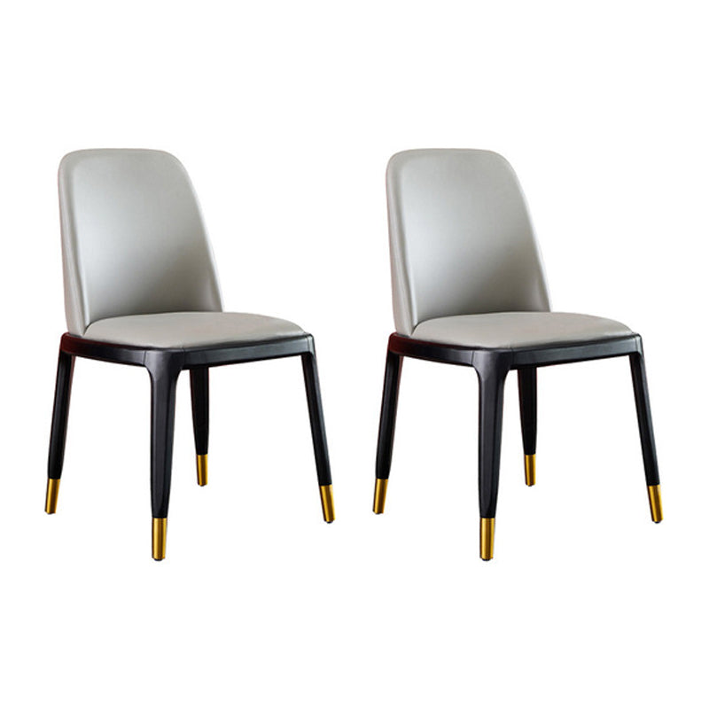 Silla auxiliar Industrial Ash Parsons de cuero con acabado mate (juego de 2)