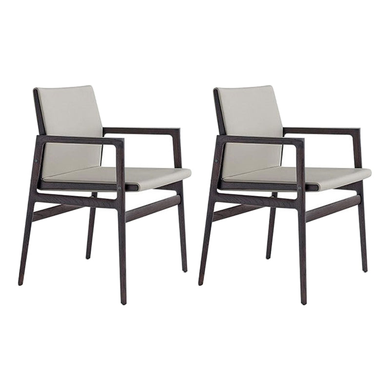 Traditional Style Ash Wood Chairs Solid Back Arm Dining Room Chair Set