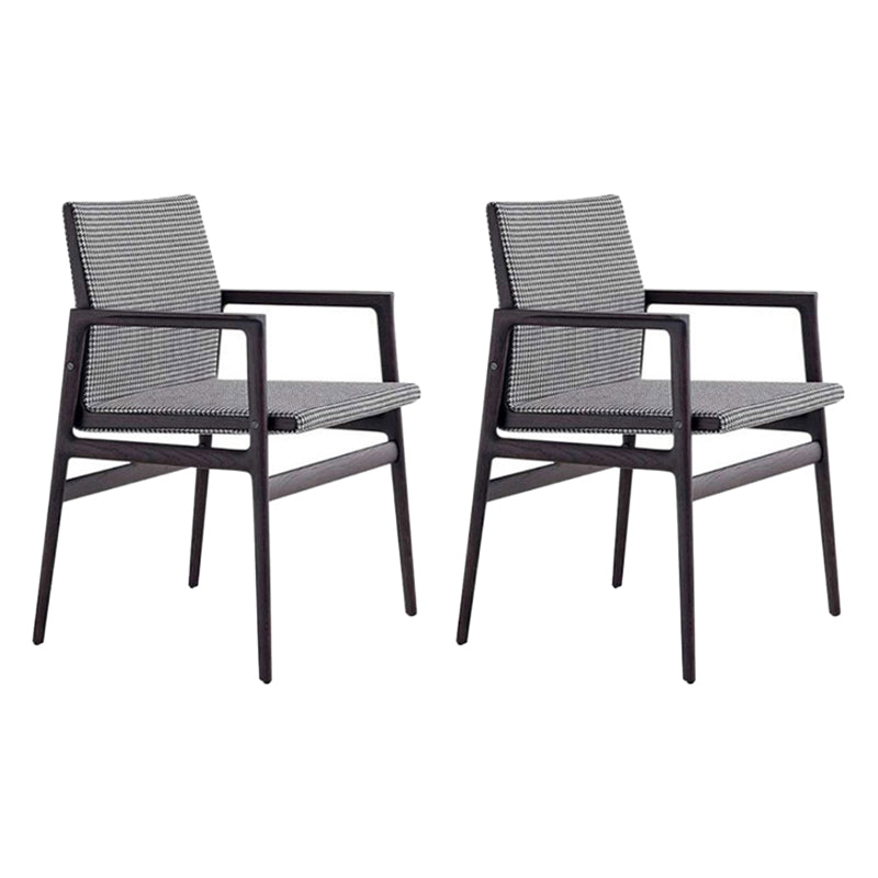 Traditional Style Ash Wood Chairs Solid Back Arm Dining Room Chair Set