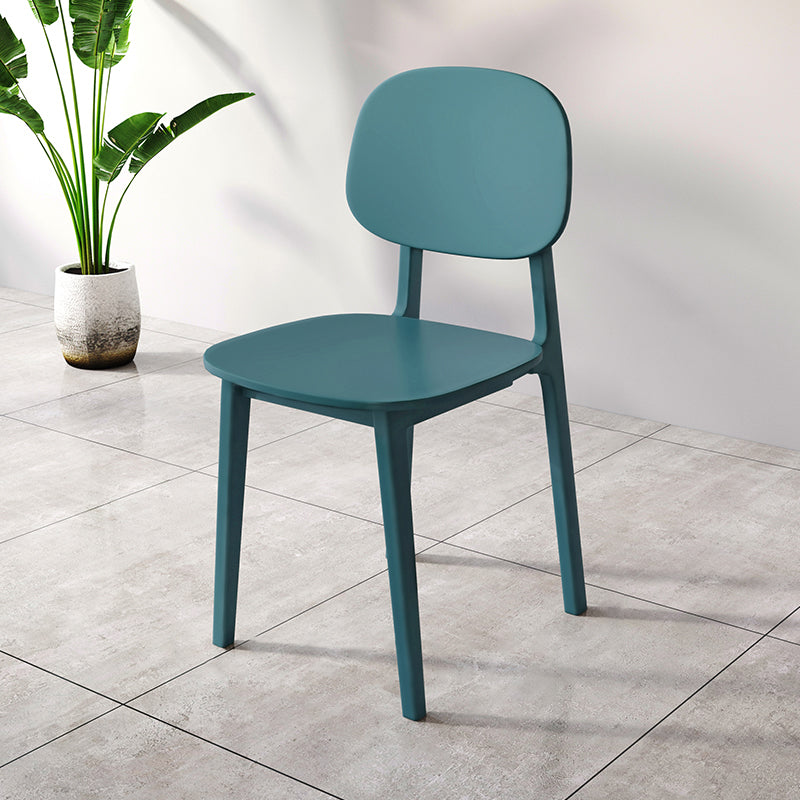 Silla de comedor de estilo moderno, sillas laterales de plástico sin brazos para cocina (juego de 4)