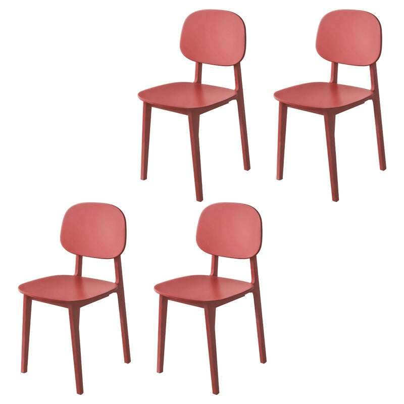 Silla de comedor de estilo moderno, sillas laterales de plástico sin brazos para cocina (juego de 4)