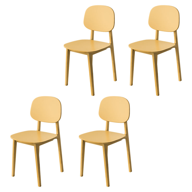 Silla de comedor de estilo moderno, sillas laterales de plástico sin brazos para cocina (juego de 4)