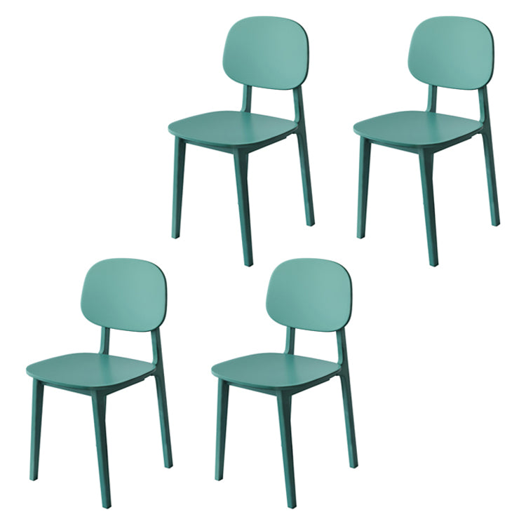 Silla de comedor de estilo moderno, sillas laterales de plástico sin brazos para cocina (juego de 4)