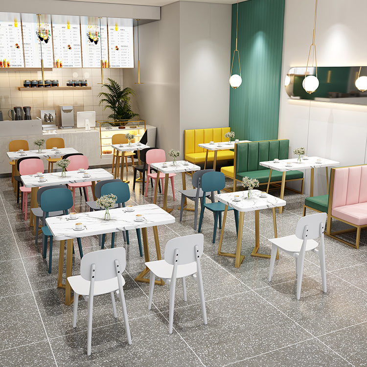 Silla de comedor de estilo moderno, sillas laterales de plástico sin brazos para cocina (juego de 4)