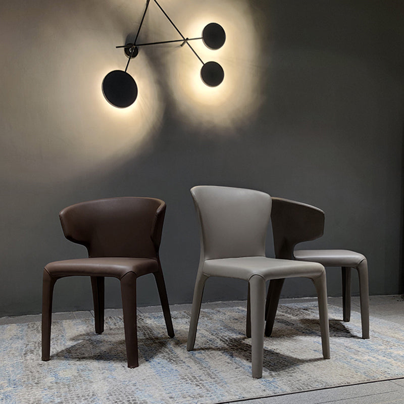 Designer Style Leather Arm Chair Wingback Matte Finish Single Dining Chair