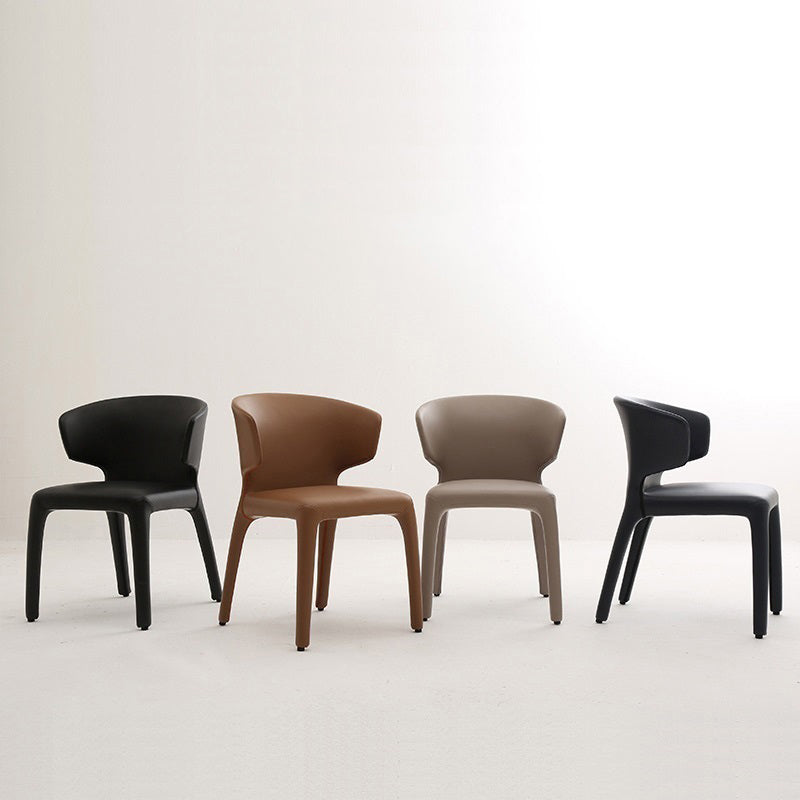 Designer Style Leather Arm Chair Wingback Matte Finish Single Dining Chair