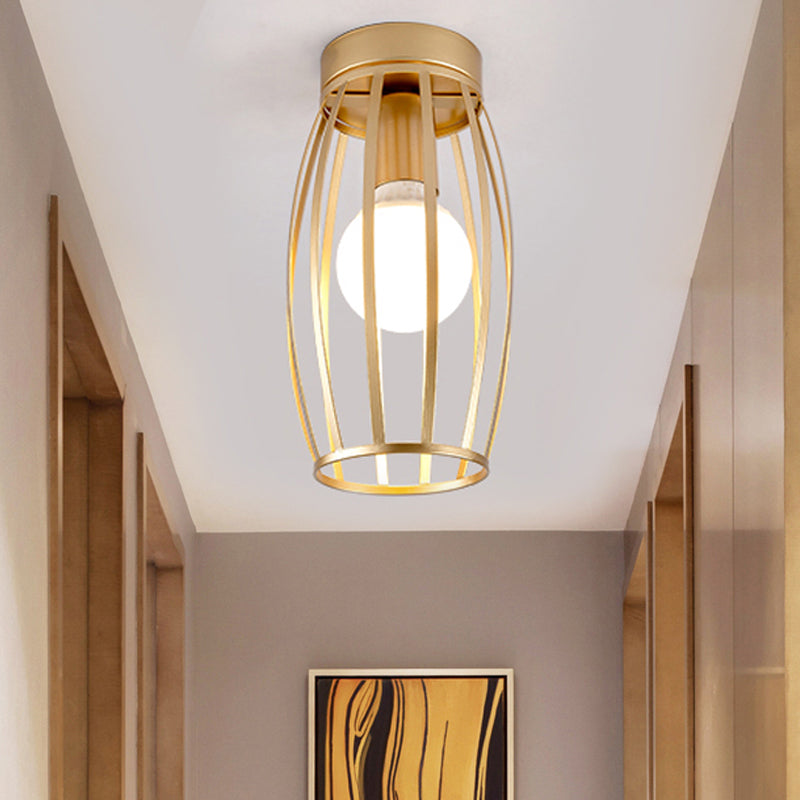 Plafonnier ovale en métal à 1 lumière, style nordique, noir/rose/jaune/bleu/vert/or, pour couloir