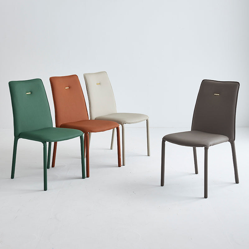 Sillas de comedor de cuero de estilo moderno, silla lateral apilable con respaldo sólido para uso doméstico (juego de 2)