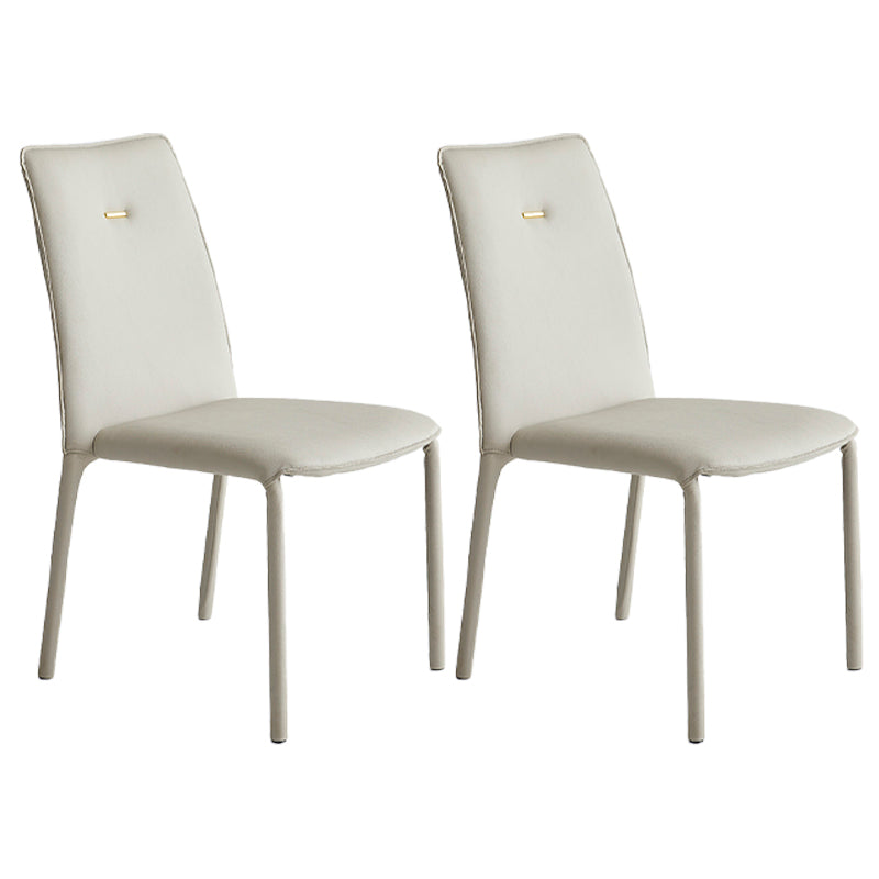 Sillas de comedor de cuero de estilo moderno, silla lateral apilable con respaldo sólido para uso doméstico (juego de 2)
