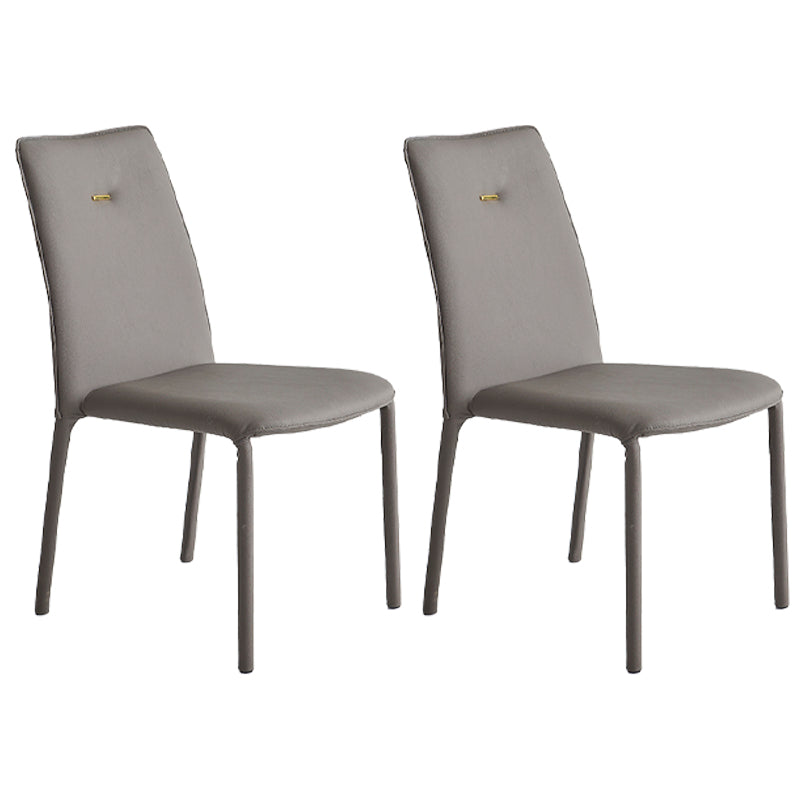 Sillas de comedor de cuero de estilo moderno, silla lateral apilable con respaldo sólido para uso doméstico (juego de 2)