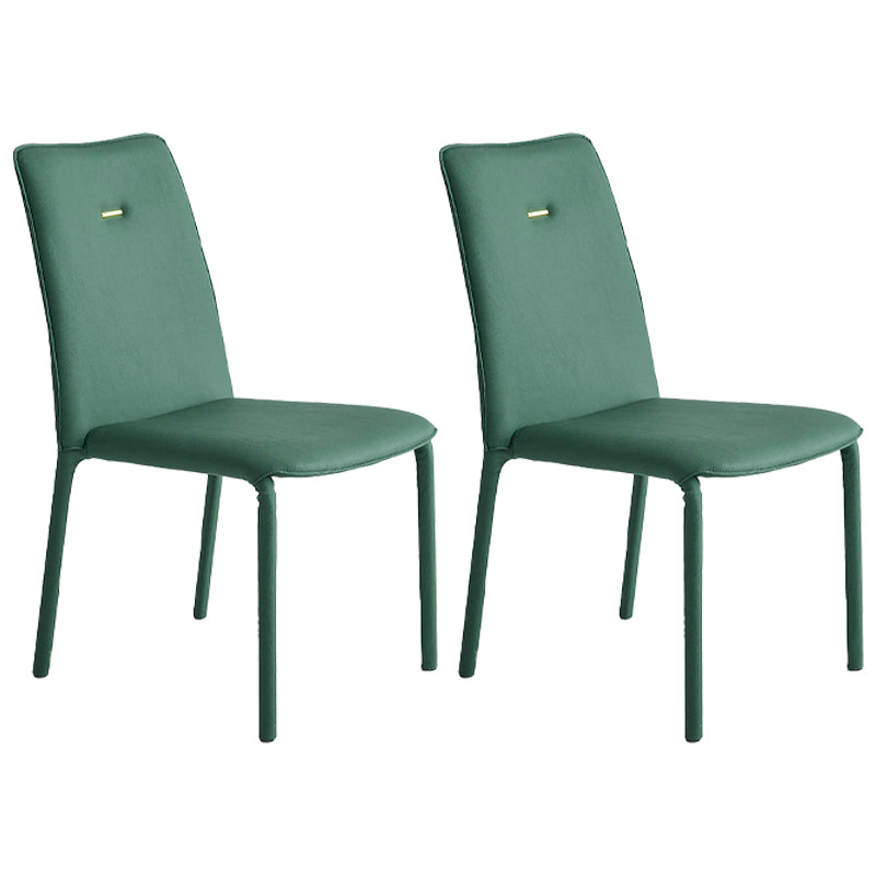 Sillas de comedor de cuero de estilo moderno, silla lateral apilable con respaldo sólido para uso doméstico (juego de 2)