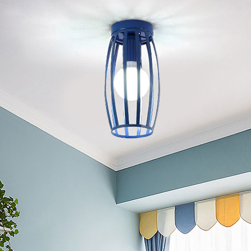 Plafonnier ovale en métal à 1 lumière, style nordique, noir/rose/jaune/bleu/vert/or, pour couloir