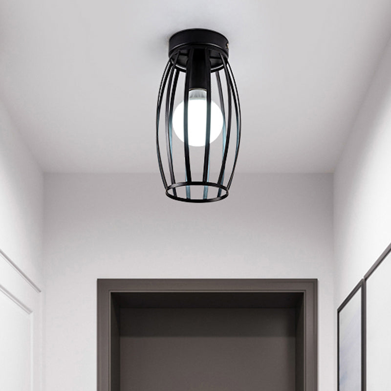 Plafonnier ovale en métal à 1 lumière, style nordique, noir/rose/jaune/bleu/vert/or, pour couloir