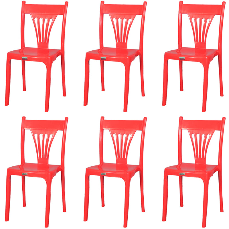 Silla apilable de estilo contemporáneo con respaldo de listones de plástico, silla sin brazos