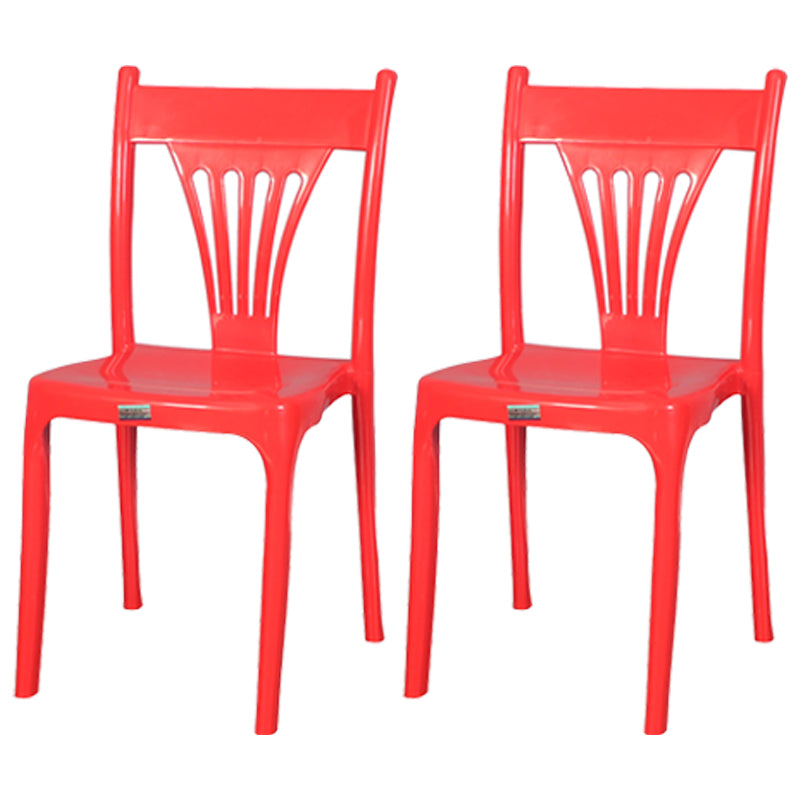 Silla apilable de estilo contemporáneo con respaldo de listones de plástico, silla sin brazos