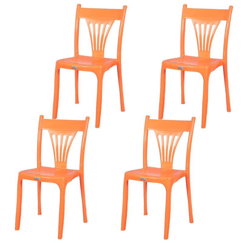 Silla apilable de estilo contemporáneo con respaldo de listones de plástico, silla sin brazos