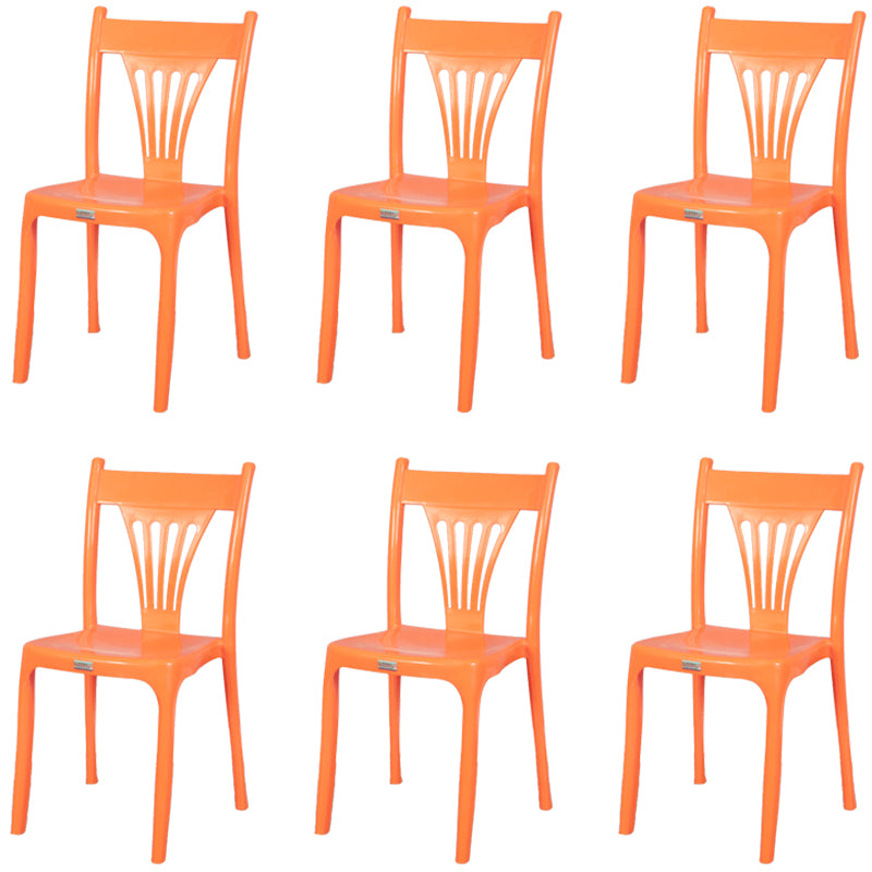 Silla apilable de estilo contemporáneo con respaldo de listones de plástico, silla sin brazos