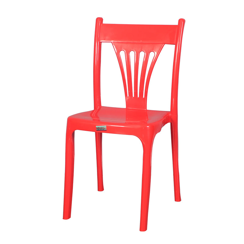Silla apilable de estilo contemporáneo con respaldo de listones de plástico, silla sin brazos