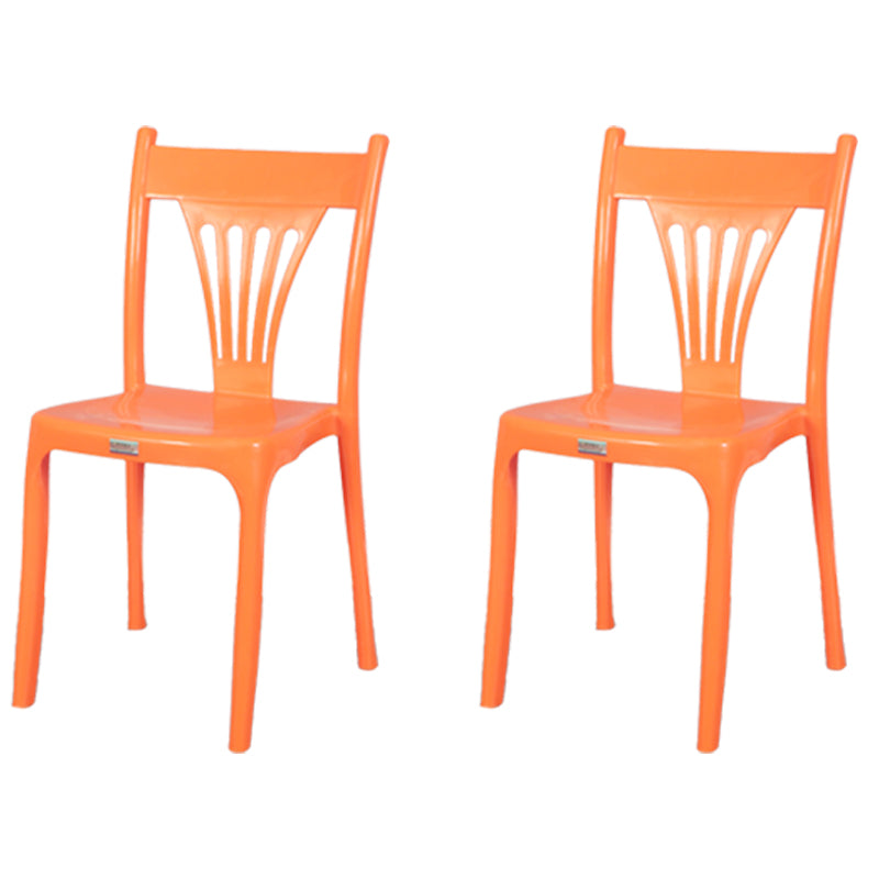 Silla apilable de estilo contemporáneo con respaldo de listones de plástico, silla sin brazos