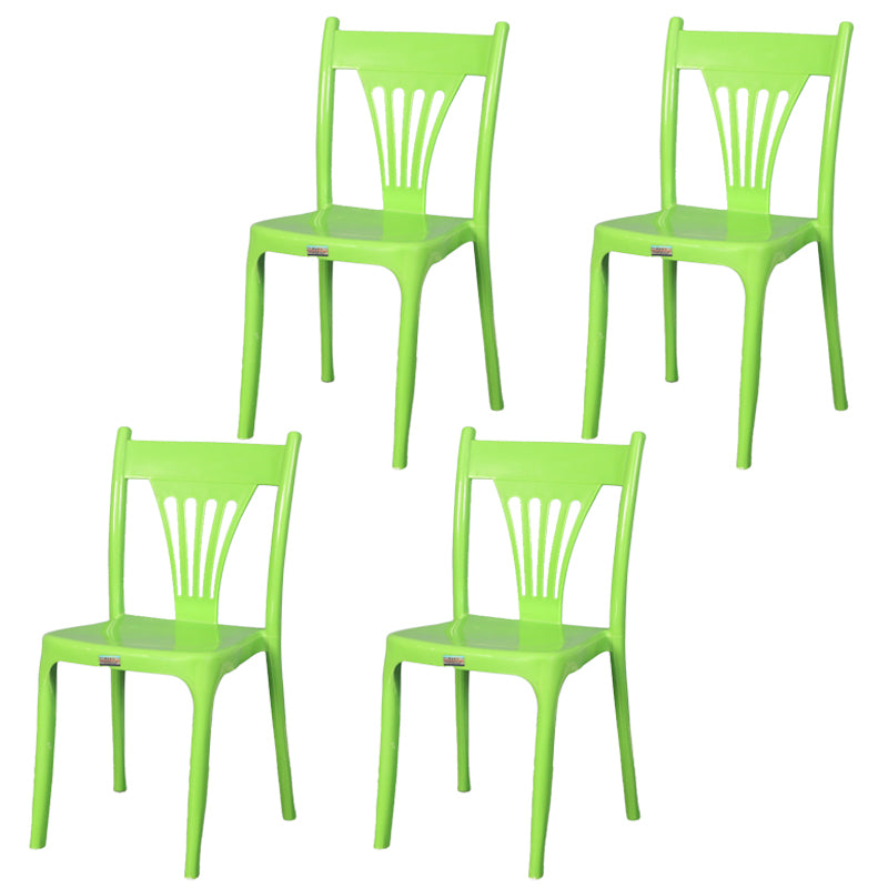 Silla apilable de estilo contemporáneo con respaldo de listones de plástico, silla sin brazos